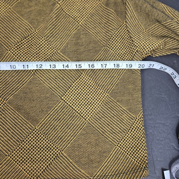 Forever 21 Sweater Women's Medium Mustard Yellow Black Plaid Cropped Knit Grunge - Picture 5 of 7